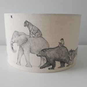 Sale Lampshade - 25cm Linen Elephant and Friends - Lamp Fitting